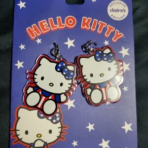 Hello Kitty Patriotic Dangle Earrings - Red, White & Blue